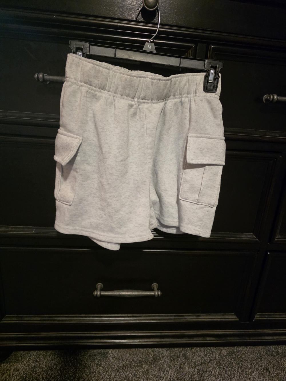 Women's Light Gray Cargo Lounge Shorts with Elastic Waist
